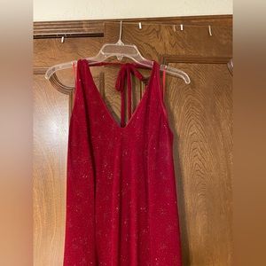 Scott Mclintock Red Glitter Fishtail halter dress